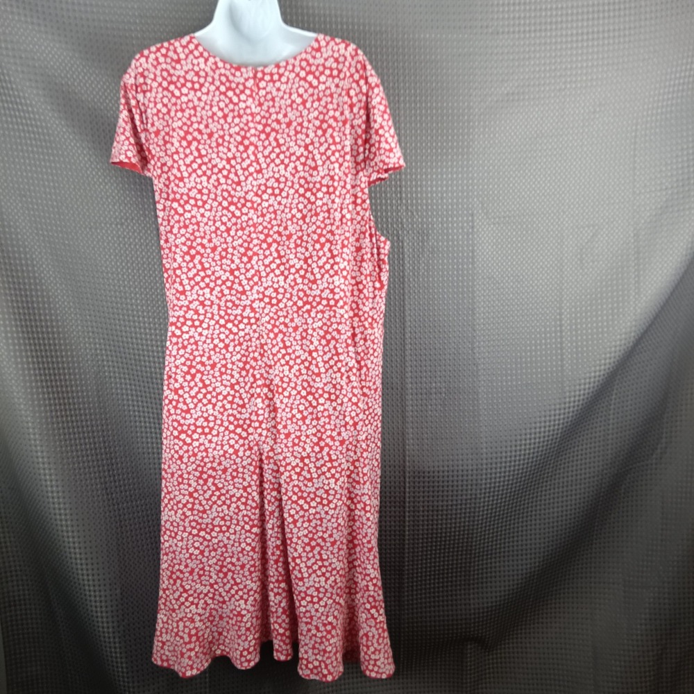 Jessica Howard Red White Floral Faux Wrap Dress Plus Size 24W Short Sleeve Midi - Picture 11 of 16